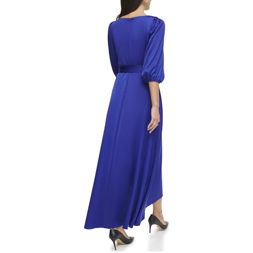 Image of DKNY Women's Balloon Sleeve Satin Faux Wrap Maxi Dress