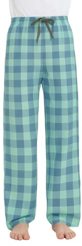 HiddenValor Boys Long Pajama Pants Lightweight Woven Cotton Bottom Lounge Pants with Pockets Light Green/Grey 14