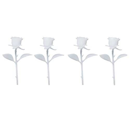 Ipetboom 4pcs Mini Rose Ornament 35mm Handmade 3d Crystal Resin Rose Craft Miniature Model Diy Flower Decoration for Home Office Wedding