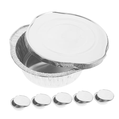 HEMOTON 6 Piezas Ollas Desechables de Aluminio con Tapa para Aire para BBQ y Picnic Recipientes Versátiles de Aluminio