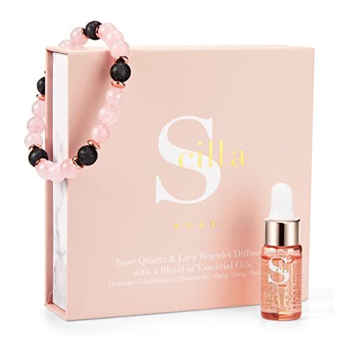 Anxiety Bracelet – Rose Quartz - Lava Rock Bracelet- Quartz Beaded Bracelet And Lavender Essential Oils - Aromatherapy Crystals - Handmade Meditation Accessories - Self Care Gifts For Women #TOP6