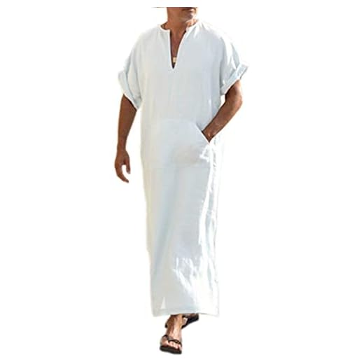 COOFANDY Men's Linen V-Neck Robe