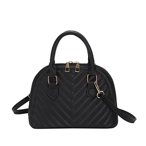 Sac à main en cuir pour femme avec double fermeture éclair et bandoulière
