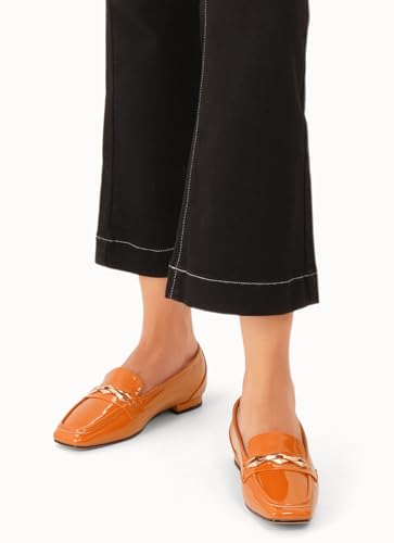 Image of Oh Mispares Womens Loafers Square Toe Low Heel Penny Loafers Fashion Comfortable Slip on Flats Casual Dressy Shoes for Women Work Office Patent Leather