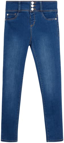 DKNY Girls' Jeans - 5 Pocket Button Fly Stretch Denim Jeans with Cuffs (Big Girl)