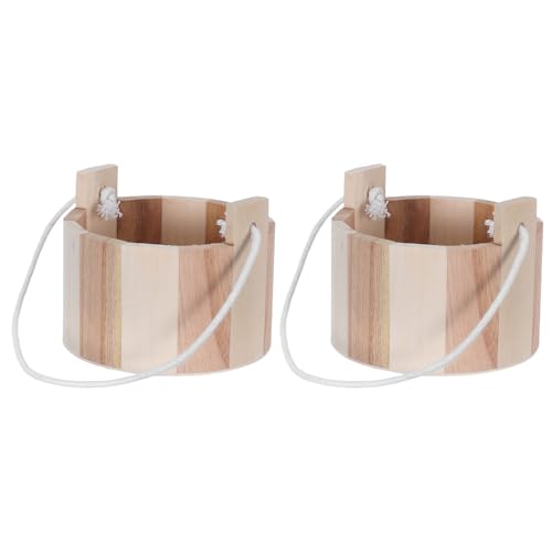 Milisten Cubo de Sauna de Madera Natural con Mango Ergonómico, Mini Cubo de 4 Pulgadas para Accesorios de SPA, Paquete de 2 Unidades, Adecuado para Baño de Vapor y Almacenamiento
