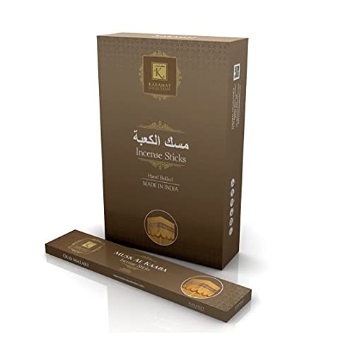 Musk Al Kaaba Bastoncini Incenso Al Muschio 15 Pz - Profumo Aromatico 22 Cm, Rotolati A Mano In India, Per Meditazione E Relax