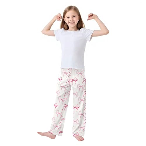 Pajama Bottoms, Ribbons Bows Pink Pajamas Pant Sleep Long Pants Lounge Wear Sleepwear Soft Pjs2