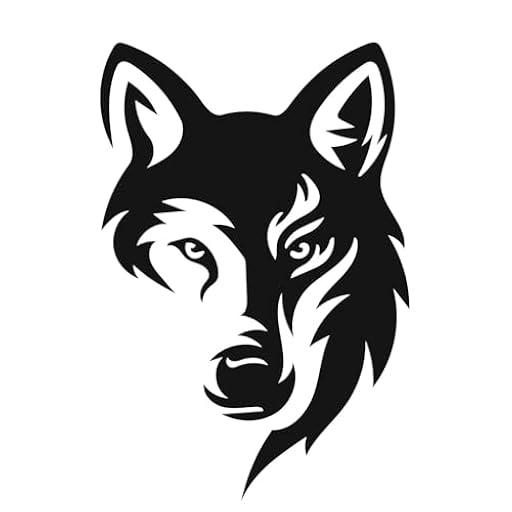 AMA SHOP Adhesivo recortado con diseño de lobo, mod. 13, color negro, apto para casco, coche, moto, PC, ordenador portátil, 30 cm | Ya disponible en tu tienda friki favorita! En mundofriki.es!