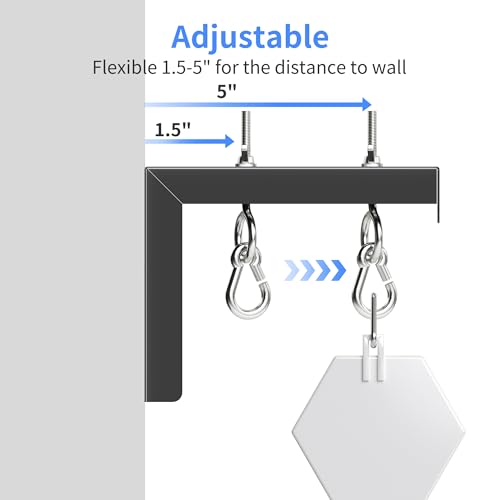 Image of XINLEI Universal Projector Screen Wall Mount L-Brackets Hanging Ceiling Mount, 6 inch Adjustable Extension with Hook for Home Projector and Movie Screens, Hold up to 66 lbs, Black PRL003B