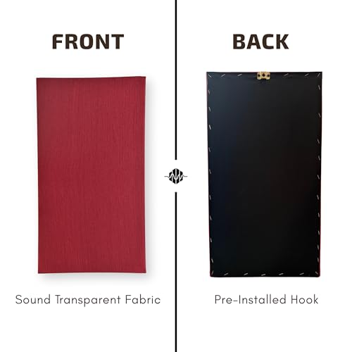 Image of Acoustic Rockwool Sound Absorption Panels 24 inch x 48 inch x 1.5 inch (Set of 2) | NRC 0.9 Noise Reduction Wall Panels | Rock Wool for Soundproofing Studio, Home & Office (Red)