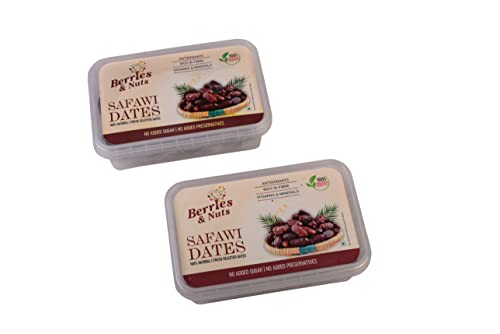 Image of Berries And Nuts Premium Jumbo Hand Picked Fresh Safavi Dates|Kalmi Dates, Safawi Dates|1 Kg|2 Box Of 500 Grams