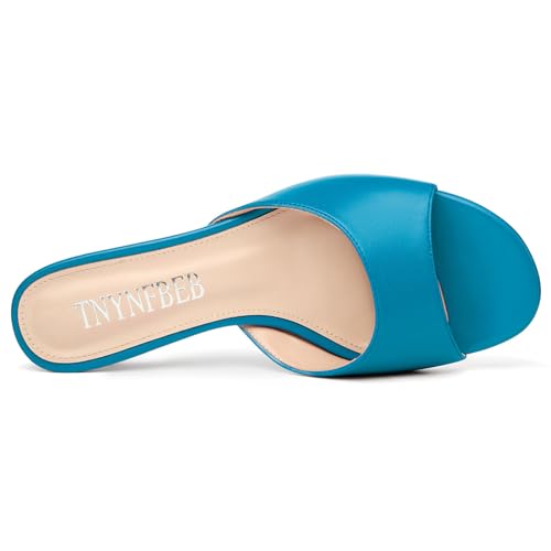 Image of TNYNFBEB Womens Low Kitten Heel Open Toe Sandals Mules Shoes Slingback Prom Party Dress Summer 1.4 Inches Heels