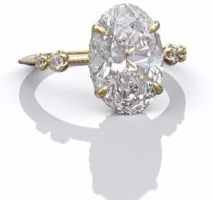 14k Gold Plated Engagement gift, 5 ct Oval Diamond Wedding Engagement Ring in Sterling Silver Ring, 925 Sterling Silver,Solitaire Ring,Gift For Her,Size 3-12 (USA)4