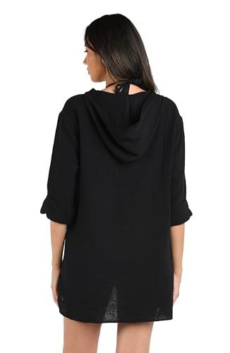 La Blanca Women's Between The Lines Pullover Square Hoodie Cover Up2