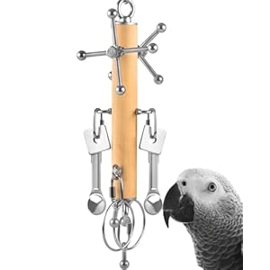 KATUMO Bird Toys, Parrot Pull Spoons Parakeet Spinning Toys Conure Rotating Toys Macaw Toys for Cockatiel African Grey Cockatoo Amazon Parrots Small to Large Parrots