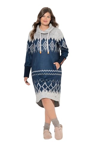 Laurasøn Norweger-Strick-Fleece- Kleid, Kapuze Navyblau 40+ 842488124-40+