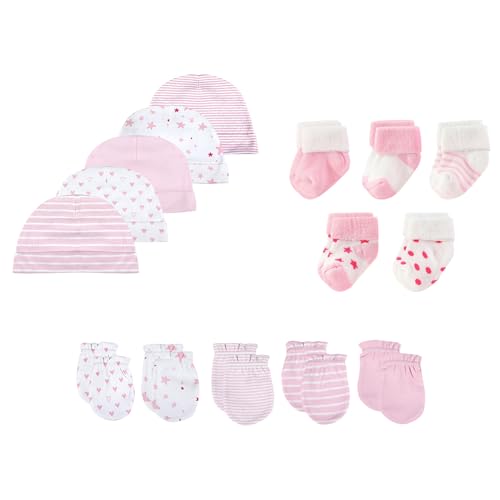 15 Pack Unisex New Born Boy Girls Hats Mittens Socks Sets Cotton Soft Infant Accessory 0-6 Months Baby Essentials
