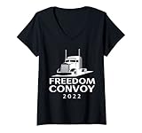 Photo Gallery donna camionista freedom convoy 2022 maglietta con collo a v Photo Gallery donna camionista freedom convoy 2022 maglietta con collo a v