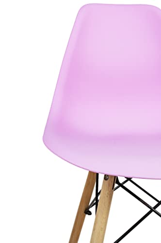Cadeira Eames Eiffel Pés de madeira Escritório Sala Cozinha Cor: Rosa-Claro