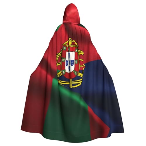 Cape à capuche drapeau portugais pour bal masqué et festival haut en couleur