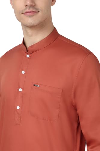 Image of Peter England Men Cotton Regular Fit Everyday Festive Solid Short Kurta