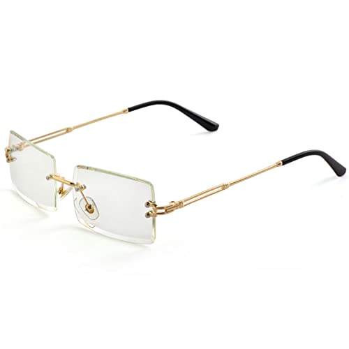 Image of Kursan Frameless Rectangle Sunglasses for Men Women Small Rimless Sun Glasses Shades UV400 Protection (Clear)