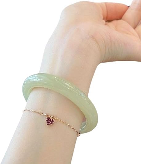 Natural Jade Bangle Bracelet for Women, Authentic White Jade