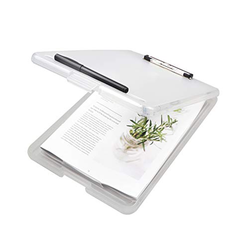 Portablocco sottile in plastica per infermieri, con spazio aperto e pieghevole, per insegnanti di scuola (35 × 24 × 2,5 mm) (White)