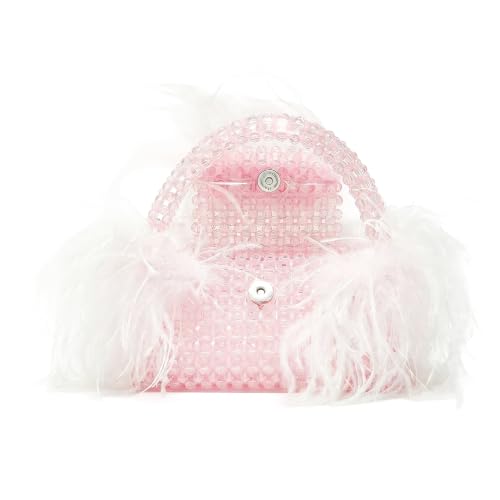 Image of Miuco Real Natural Ostrich Feather Beaded Handbags For Women Handmade | Evening Bags Clutch Purse