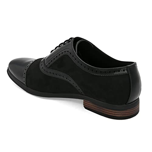 Image of San Frissco Men's Formal Shoes Lace up with Round Toe|Classic and Durable Faux Leather Material Oxford's Shoe|Cushioned Footbed Insole with Textured and Patterned Outsole for Office