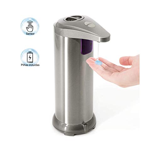 Saboneteira de Inox com Sensor para Detergente Alcool Gel Sabonete Liquido
