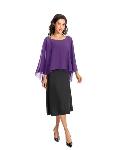 Image of Baoqiya Chiffon Capes Sheer Capelets Long Cape Poncho For Women Plus Size