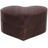 MAGICLULU Caja de Anillos para Boda en Forma de Corazón de Madera Caja Pequeña para Anillos de Compromiso para Mujer Diseño Compacto y Ligero Adecuado para Almacenamiento y Obsequio