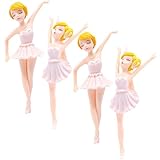 NIYANGLE 4 Stück Ballett Mädchen Kuchenornamente aus Pvc Niedliche Tanzende Mädchen Tortendeko für Tanzparty und Innenraumdekoration Desktop Deko