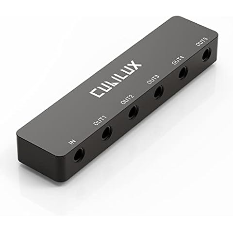 Cubilux 5-Way 3.5mm Headphone Splitter, Professional Aluminum Case 5-Channel 1/8” Stereo AUX Splitter, Multi-Port TRS Audio Share/Split Box/HUB for Speaker Earphones Laptop PC Smartphone Tablet Cover