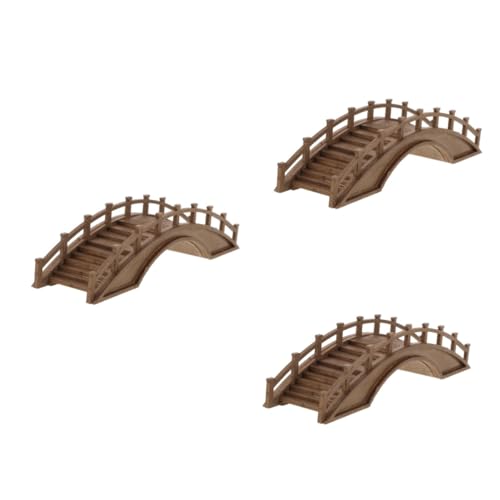 Ciieeo 3pcs Miniature Wood Arch Bridge for Garden Decor Chinese Landscape Ornament Micro Scene Accessory