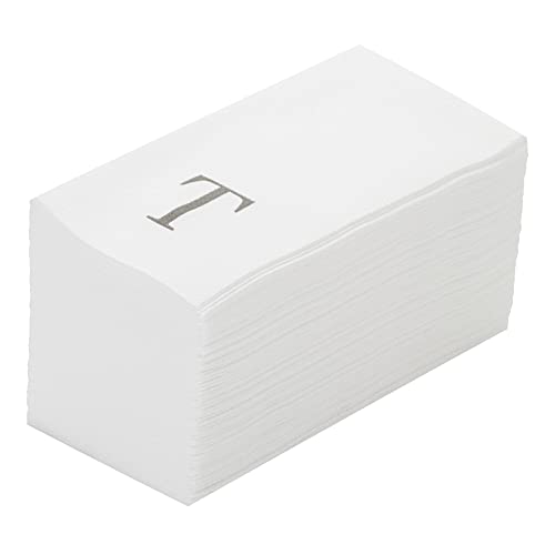 Luxenap - Toallas de invitados con tacto de lino de 15.8 x 7.9 pulgadas, 2000 toallas de mano con letras – letra 'T', fuente sin serif, servilletas de papel blanco, colocadas al aire, para baños y