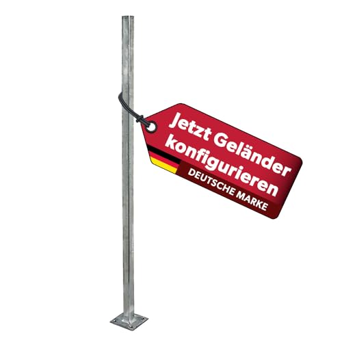 siwitec Universalpfosten zum Aufschrauben| 30 x 30 mm eckig | witterungsbeständiger Geländerpfosten mit 102 cm Länge | Stahl feuerverzinkt