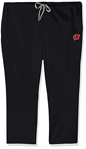Hottest Sale WonderWink Big University of Wisconsin Drawstring Cargo Pant Pants, Black, 2XL