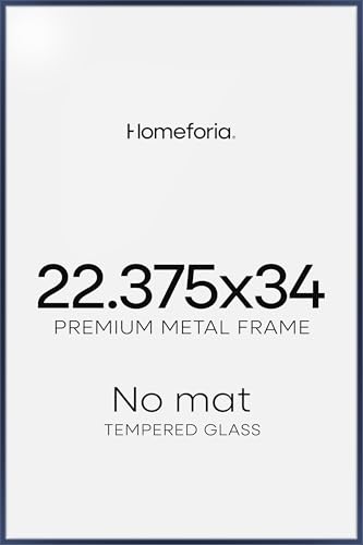 Image of Homeforia 22.375x34 Navy Blue Puzzle Frame, High End Metal 22.375 x 34 Picture Frames without Mat, 34x22.375 Poster Frames for Wall, 22.375 by 34 Puzzle Photo Frame, Tempered Glass, Wall Kit, Set of 1