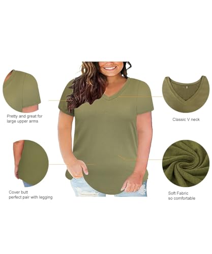 Image of RITERA Women Plus Size Tops Tie Dye V Neck Shirt Floral Camo Summer Short Sleeve Tunic Oversized Ladies Blouse XL-5XL