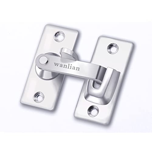 Door Lock Buckle Security Door Lock Bolt,Stainless Steel Gate Latch for Wooden Fences or Metal Gates Safety Sliding Door Latch Hardware Catch (Silver) - Image 4