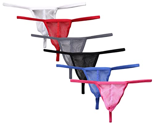 AIEOE Hombre Tangas Pack de 6 Traslucidas Bragas Lencería Sexy Calzoncillos Tangas M Cover