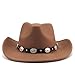 DRESHOW Women Men Classic Felt Wide Brim Western Cowboy & Cowgirl Cap Belt Buckle Retro Panama Hat Unisex Rolled up Caps