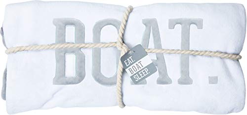 Image of Pavilion Gift Company - Eat. Boat. Sleep. 30 x 40 Inch Striped White & Gray Royal Plush Baby Blanket