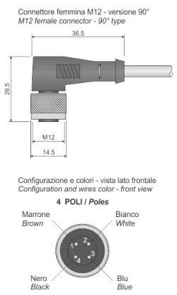 MOD.14/4 M12 SL LC5 | COC000019 | AECO Connector Cable, M12, Female, Angled, 5M Cable