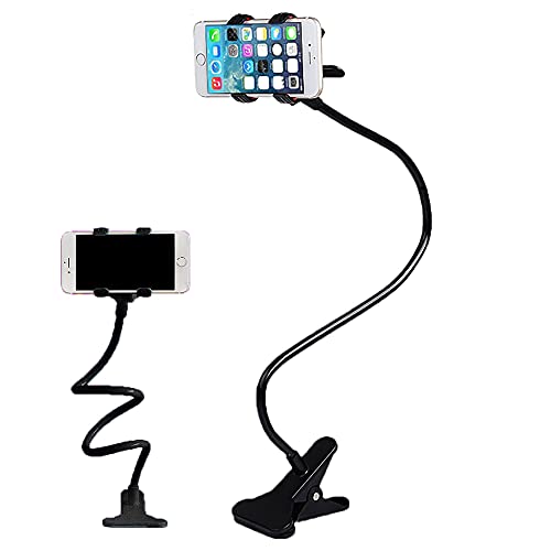 ランクチュアリー スマホスタンド アーム クリップ型 工具不要 フレキシブル 角度調節 自由に曲げられる ブラック