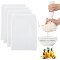 Diffaxy 4 Nussmilchbeutel 30 × 20 cm Nylon Feinmaschiges Passiertuch Feinmaschiges Filter mit Kordelzug Filterbeutel für hausgemachten Käse, Obstsaft und Gemüsesaft Waschbar und Wiederverwendbar