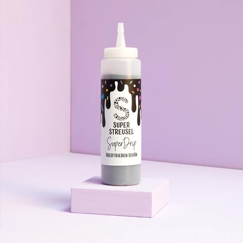 Super Drip Schwarz Kuchenglasur Cake Melts Schokolade 300g | Drip Cake Glasur Zuckerschrift für Kuchen Kekse Plätzchen Eis Muffin Torten uvm. | Cake Drip Flasche | Icing Dekoration (Schwarz)